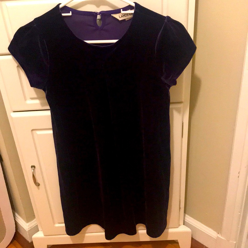 Elegant Purple Velvet Dress by Lands End, size 10-12